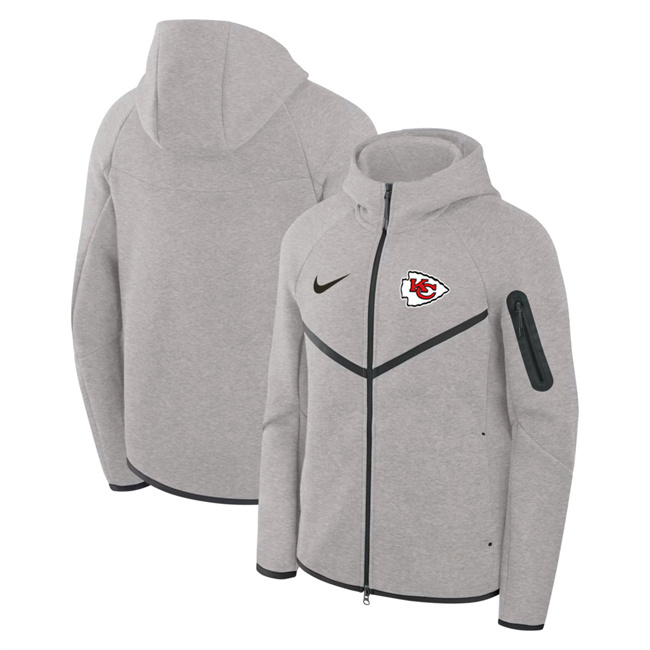 Men's Kansas City Chiefs Gray Tech Fleece Full-Zip Windrunner Hoodie